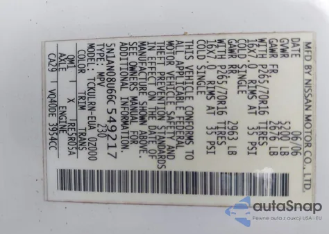 2006 Nissan Xterra S from USA, damaged, VIN 5N1AN08U66C549217